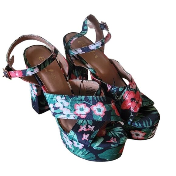 Rue 21 ETC Women’s Size Large 8/9 Platform Tropical Floral high heels. - Picture 3 of 6